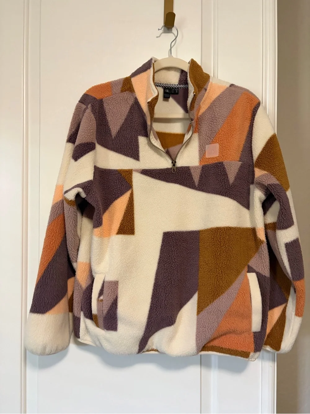 🐻Volcom 🧸Geo Abstract Teddy Fleece Quarter Zip Pullover🐻
